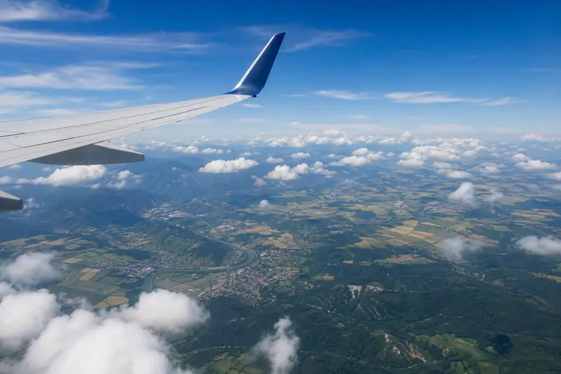 Aerial view of the countryside from an aircraft