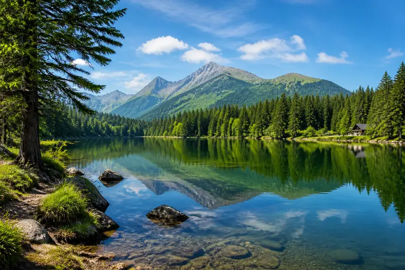 Natural landscape by a lake